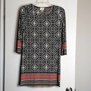 Misia Short Pencil Dress; 3/4 Sleeves; Jersey Knit; Black; Size Small